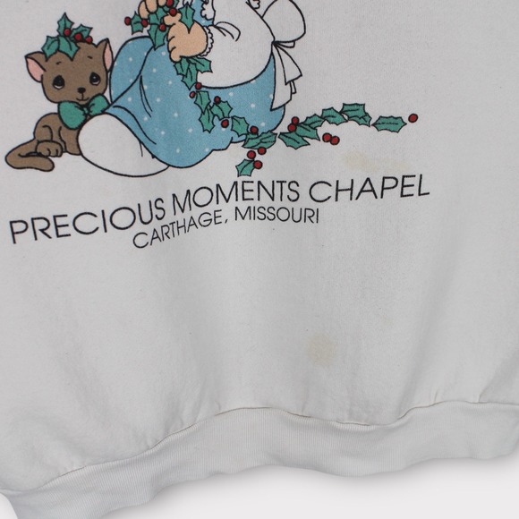 Vintage Precious Moments Chapel Sweatshirt Womens L White USA Made - Picture 3 of 5